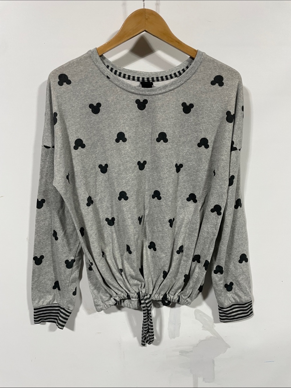 Disney Gray Pullover Sweatshirt with Black Mickey Head Print
